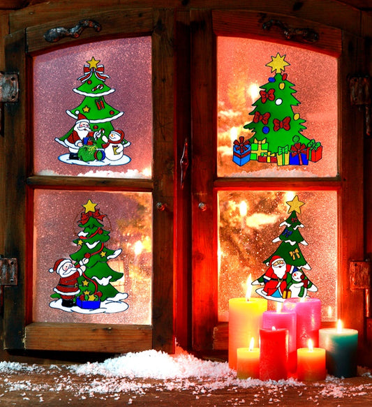Christmas Tree Window Sticker 4 Styles Ass. - 30 Cm