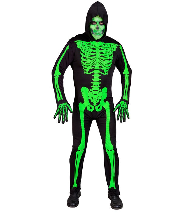 Green Skeleton  Hooded Jumpsuit 