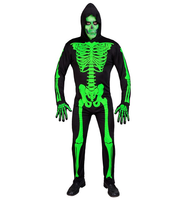 Green Skeleton  Hooded Jumpsuit 