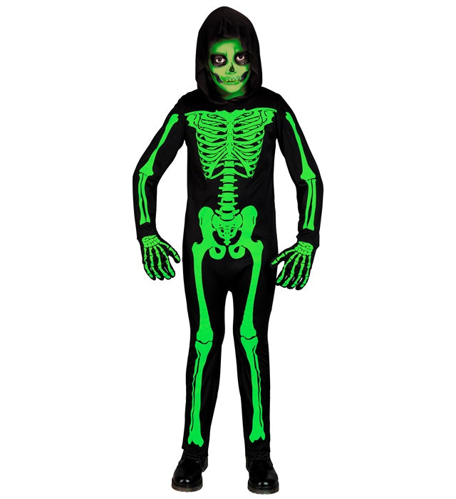 Green Skeleton  Hooded Jumpsuit 