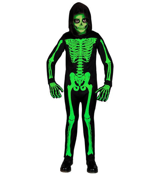Green Skeleton  Hooded Jumpsuit 