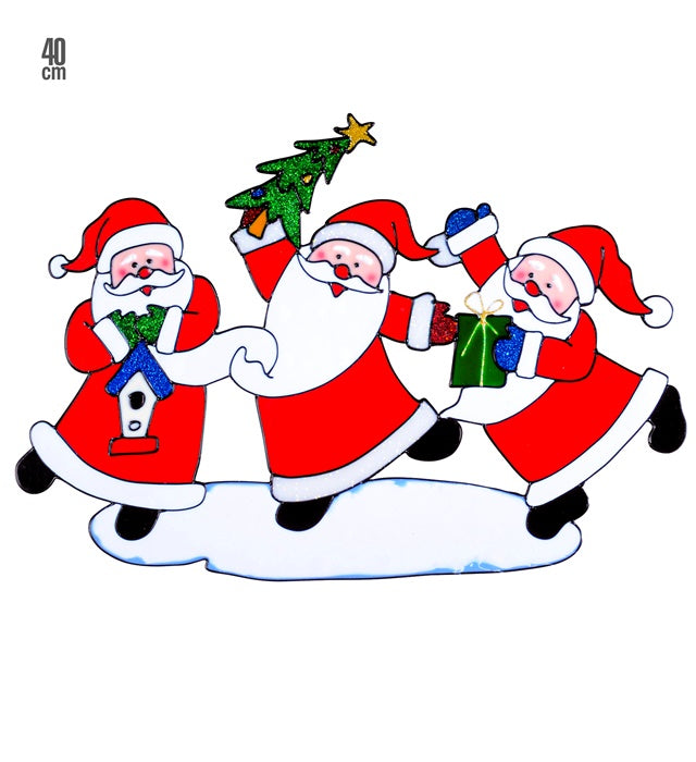 Horizontal Santa Claus Trio Window Sticker 40 Cm