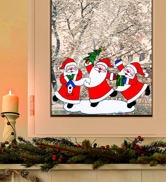 Horizontal Santa Claus Trio Window Sticker 40 Cm
