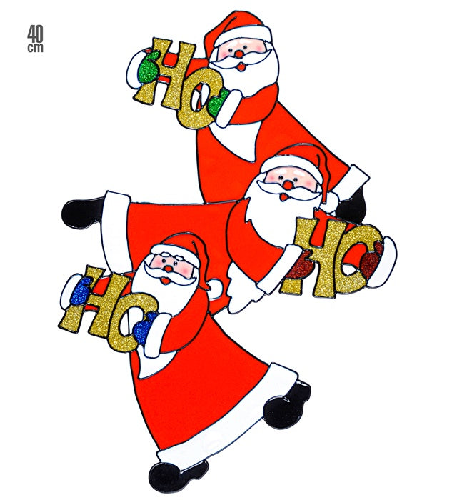 Vertical Santa Claus Trio Window Sticker 40 Cm