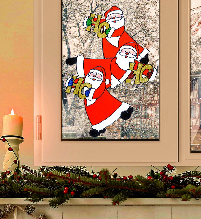 Vertical Santa Claus Trio Window Sticker 40 Cm