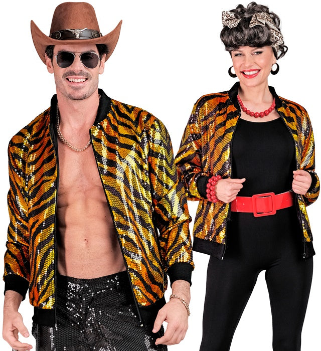 Party Fashion Bomber  Animalier Tiger Sequin Bomber 