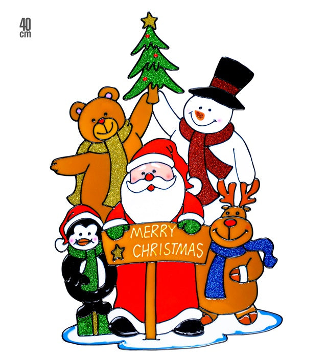 Merry Christmas Santa'S Family Window Sticker 40 Cm