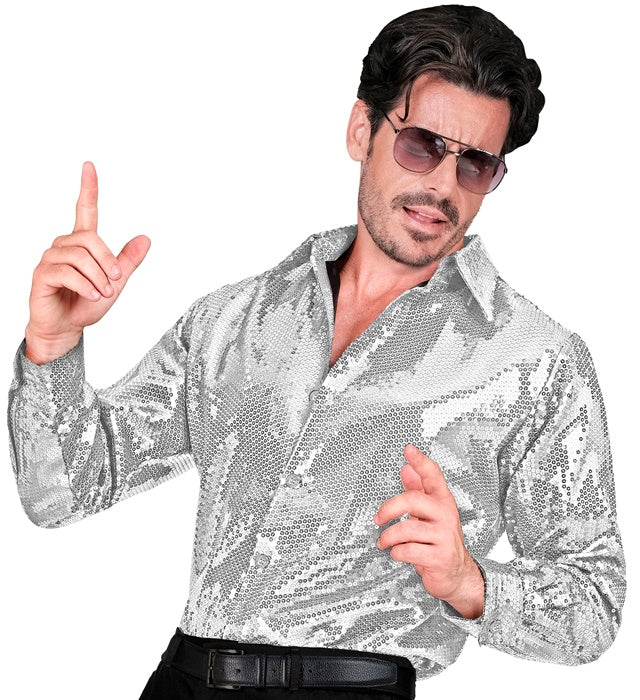 Party Fashion Shirt  Silver Sequin Shirt 