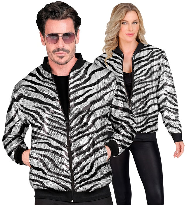 Party Fashion Bomber  Animalier Zebra Sequin Bomber 