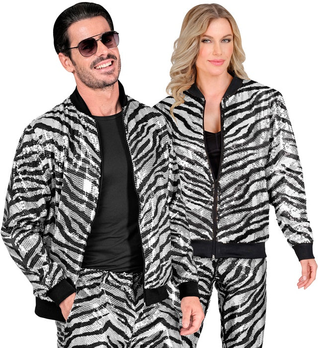 Party Fashion Bomber  Animalier Zebra Sequin Bomber 