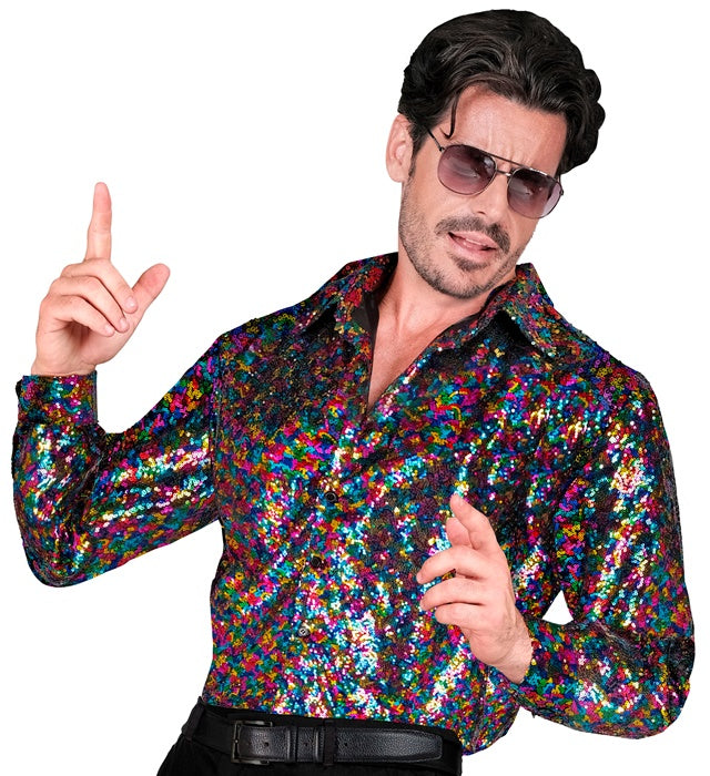 Party Fashion Shirt  Multicolor Sequin Shirt 