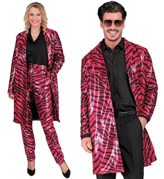 Party Fashion Coat  Pink Animalier Sequin Coat 