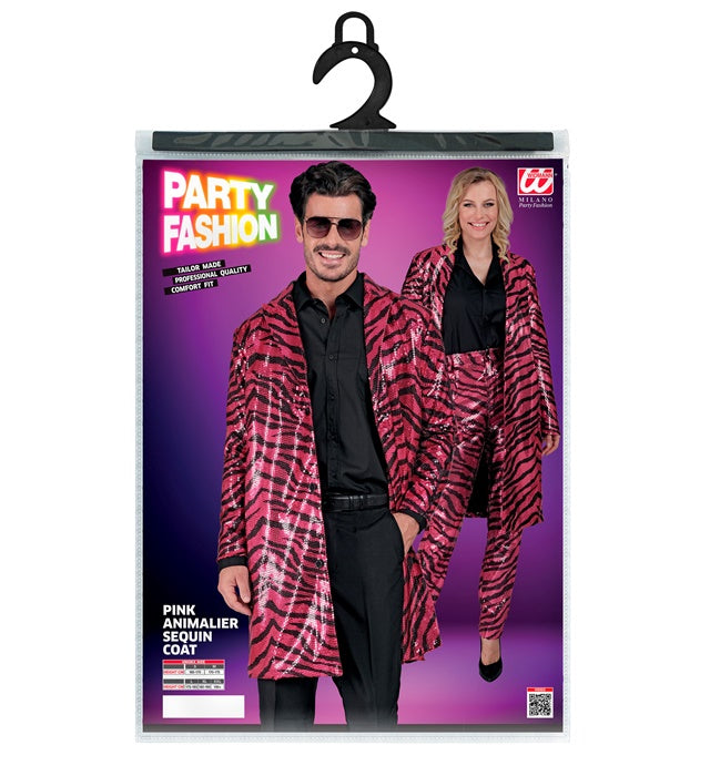 Party Fashion Coat  Pink Animalier Sequin Coat 