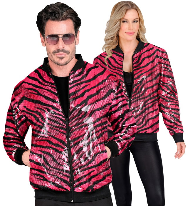 Party Fashion Bomber  Pink Animalier Sequin Bomber 