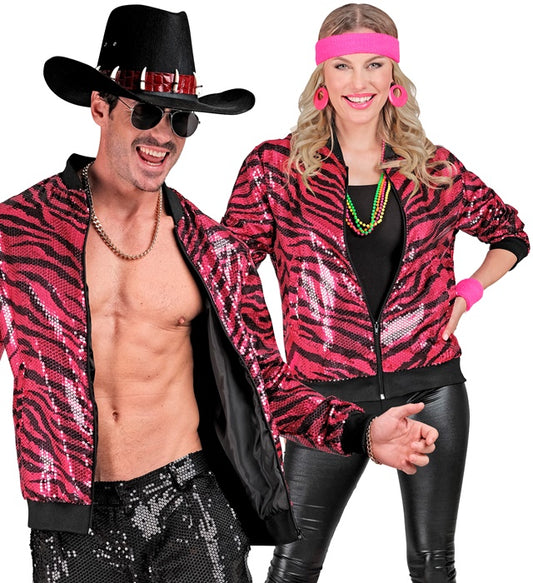 Party Fashion Bomber  Pink Animalier Sequin Bomber 
