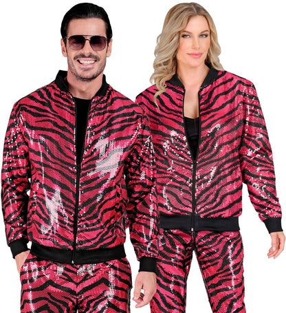 Party Fashion Bomber  Pink Animalier Sequin Bomber 