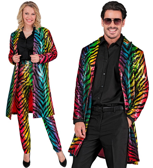 Party Fashion Coat  Rainbow Animalier Tiger Sequin Coat 