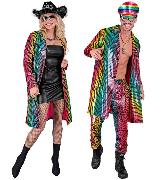 Party Fashion Coat  Rainbow Animalier Tiger Sequin Coat 