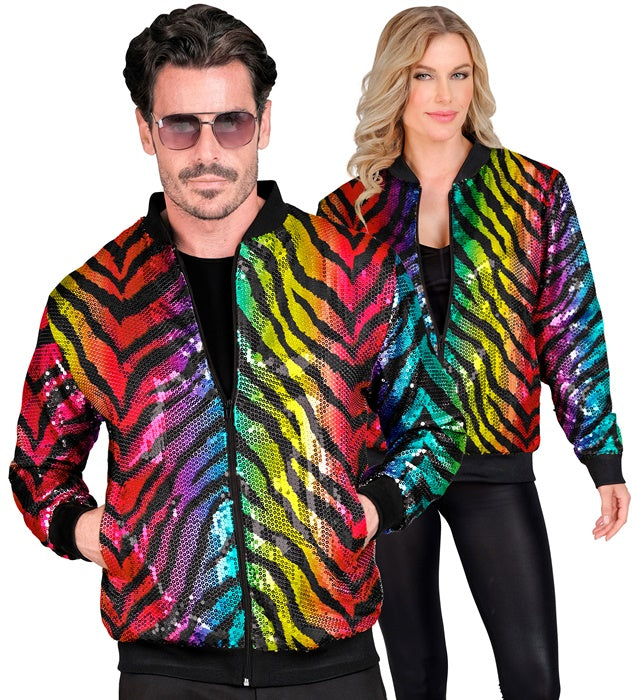 Party Fashion Bomber  Rainbow Animalier Tiger Sequin Bomber 
