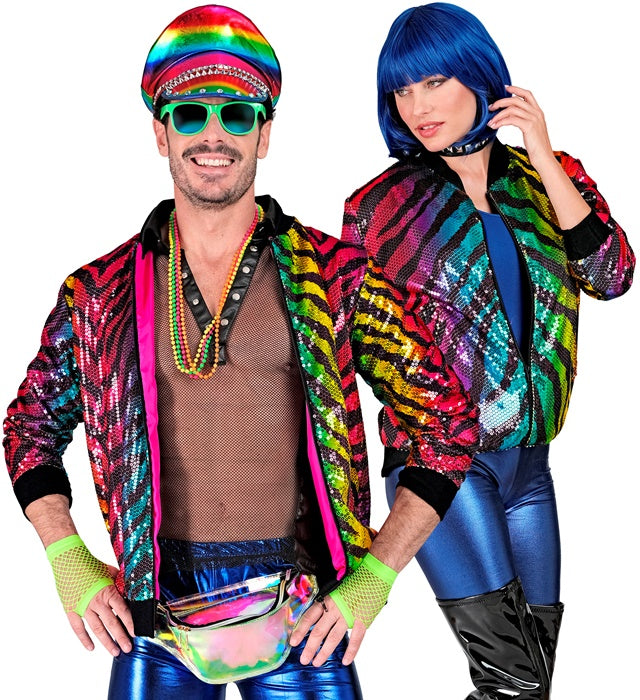 Party Fashion Bomber  Rainbow Animalier Tiger Sequin Bomber 