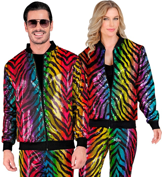 Party Fashion Bomber  Rainbow Animalier Tiger Sequin Bomber 