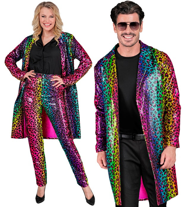 Party Fashion Coat  Rainbow Animalier Leopard Sequin Coat 