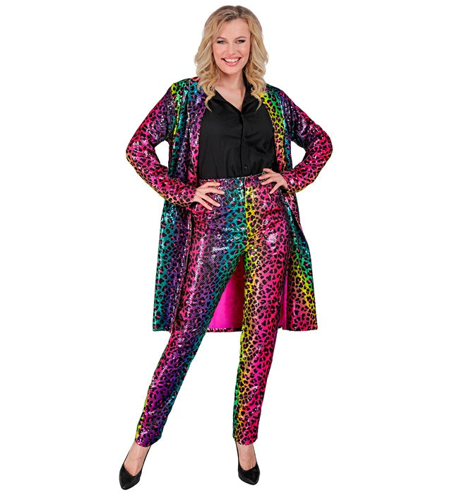 Party Fashion Coat  Rainbow Animalier Leopard Sequin Coat 