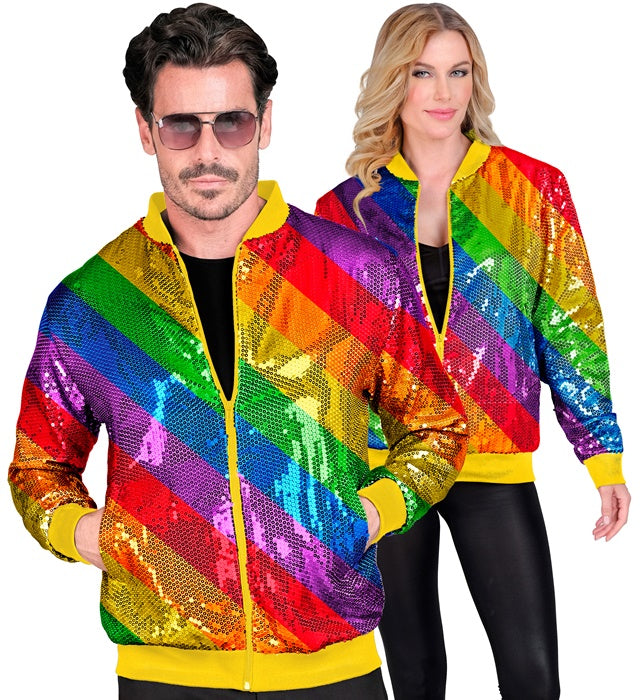 Party Fashion Bomber  Rainbow Sequin Bomber 