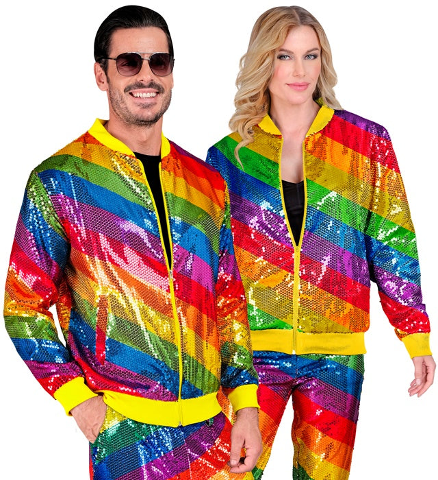 Party Fashion Bomber  Rainbow Sequin Bomber 