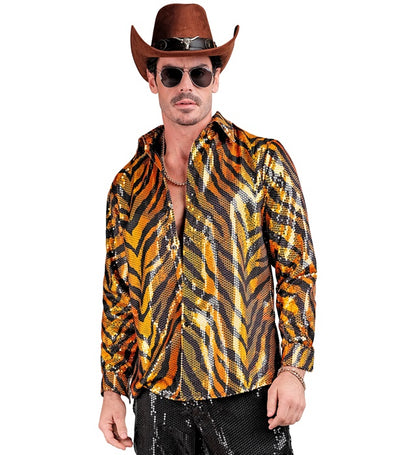 Party Fashion Shirt  Animalier Tiger Sequin Shirt 