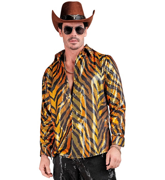 Party Fashion Shirt  Animalier Tiger Sequin Shirt 