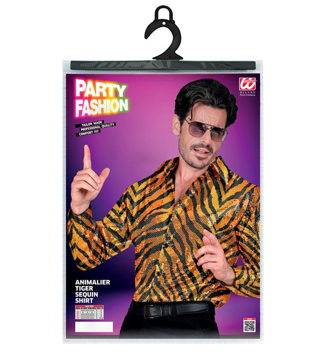 Party Fashion Shirt  Animalier Tiger Sequin Shirt 