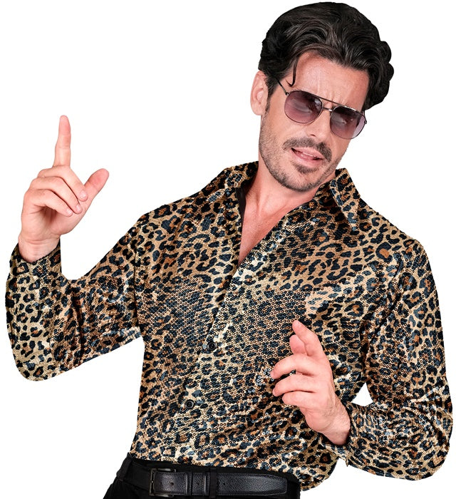 Party Fashion Shirt  Animalier Leopard Sequin Shirt 