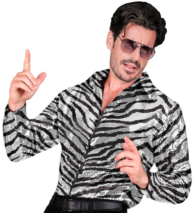 Party Fashion Shirt  Animalier Zebra Sequin Shirt 