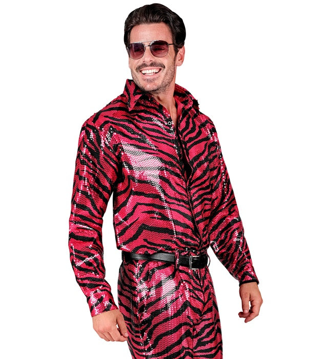 Party Fashion Shirt  Pink Animalier Sequin Shirt 