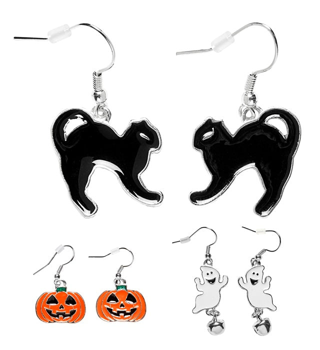 Pairs Of Halloween Earrings Child Size - 3 Styles Ass.