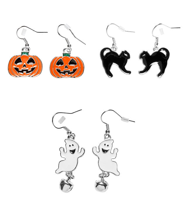 Pairs Of Halloween Earrings Child Size - 3 Styles Ass.