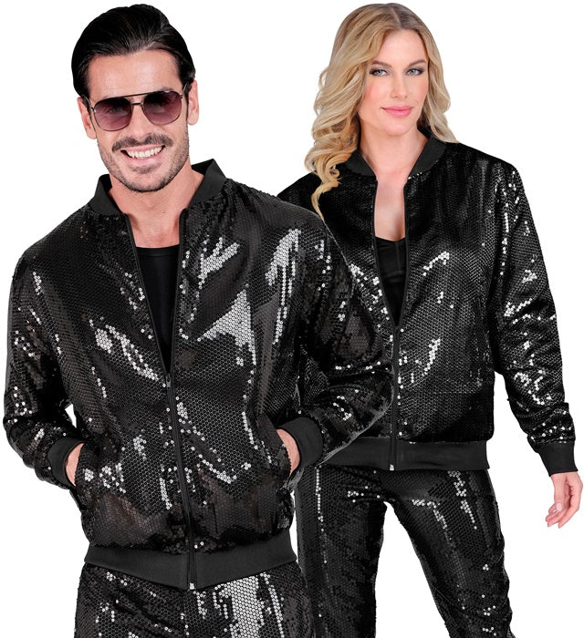 Party Fashion Bomber  Black Sequin Bomber 