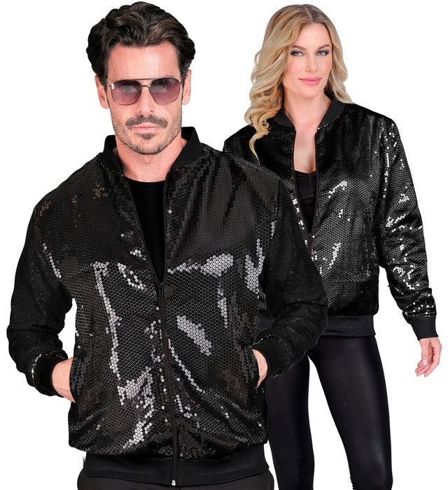 Party Fashion Bomber  Black Sequin Bomber 