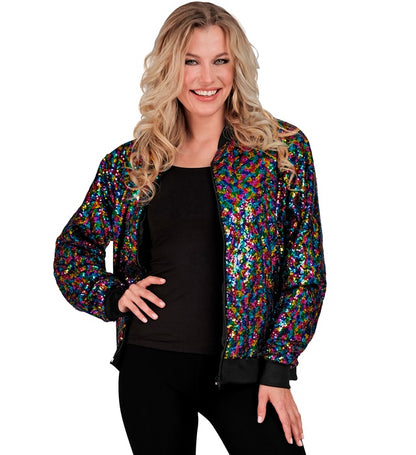 Party Fashion Bomber  Multicolor Sequin Bomber 