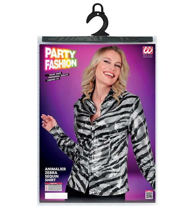 Party Fashion Shirt  Animalier Zebra Sequin Shirt 