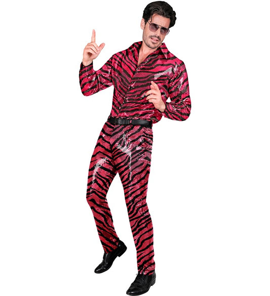 Party Fashion Pants  Pink Animalier Sequin Pants 