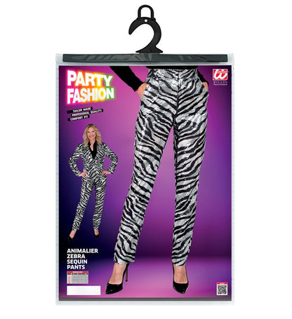 Party Fashion Pants  Animalier Zebra Sequin Pants 