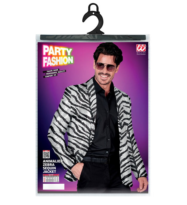 Party Fashion Jacket  Animalier Zebra Sequin Jacket 