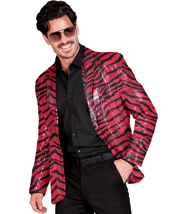 Party Fashion Jacket  Pink Animalier Sequin Jacket 