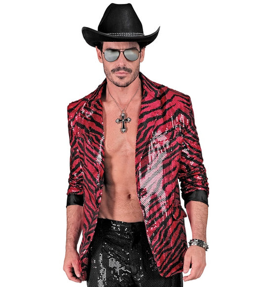 Party Fashion Jacket  Pink Animalier Sequin Jacket 