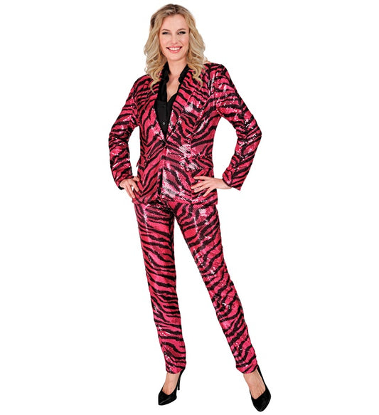 Party Fashion Pants  Pink Animalier Sequin Pants 