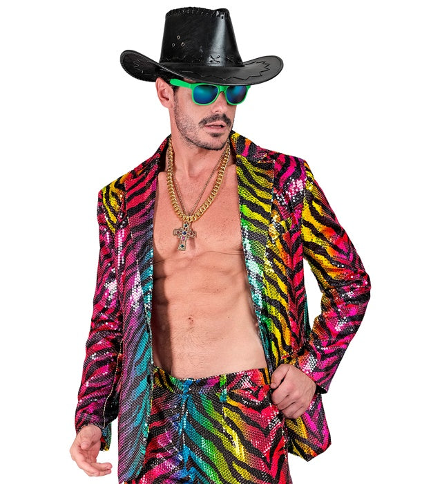 Party Fashion Jacket  Rainbow Animalier Tiger Sequin Jacket 