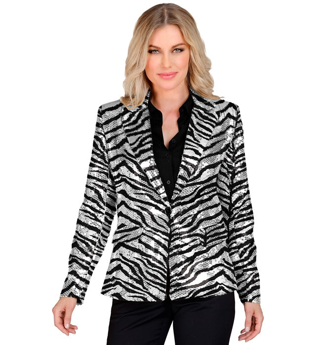 Party Fashion Jacket  Animalier Zebra Sequin Jacket 