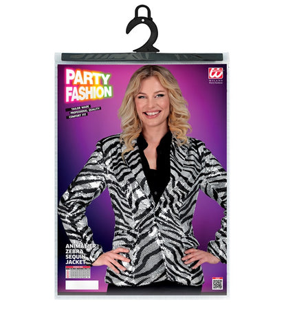 Party Fashion Jacket  Animalier Zebra Sequin Jacket 